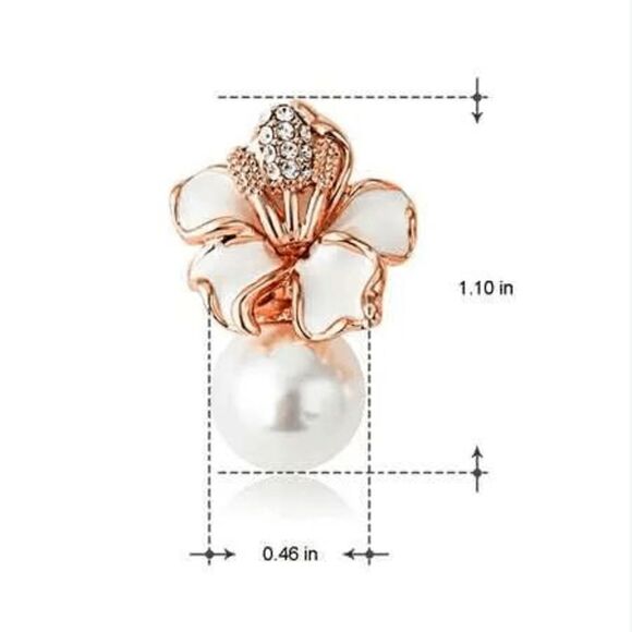 2/$21 White Flower Pearl Earrings - Picture 2 of 5